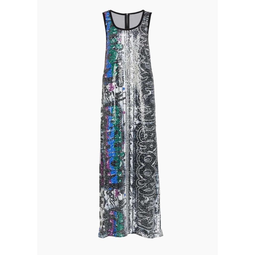 NWT KIMBERLY GOLDSON Sequin Embellished Multicolor & Black Maxi Dress